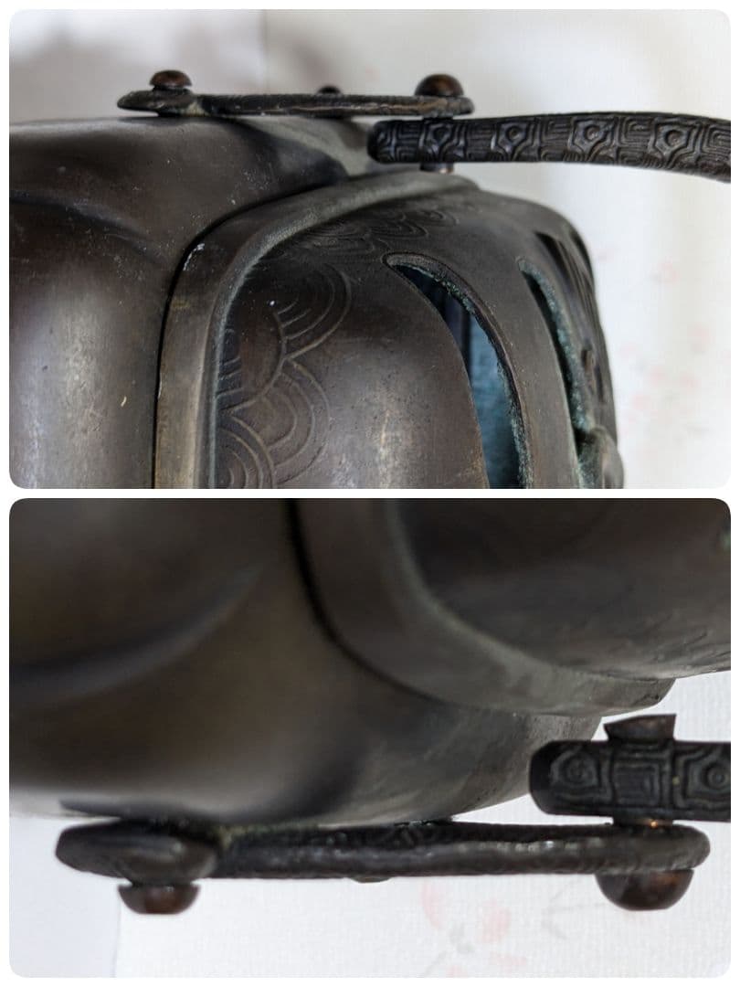 ⭐ 福壽双鶴龍紋様！香炉 銅器 明治時代 手炉 唐物 唐銅 香道具 骨董品レア物