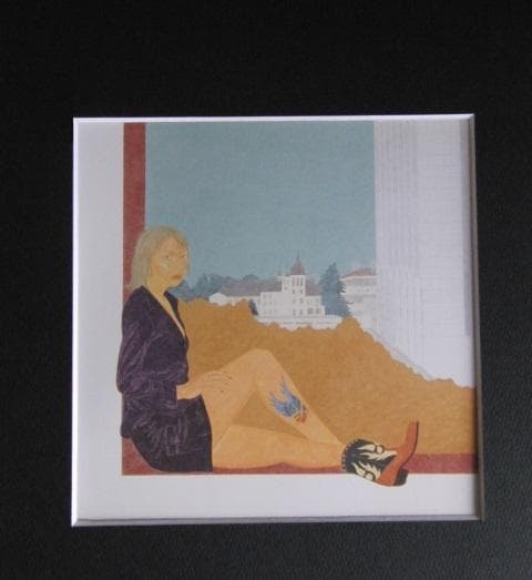 杉山律夫、【アンニュイ・赤坂】、希少な額装用画集より、新品額装付、状態良好