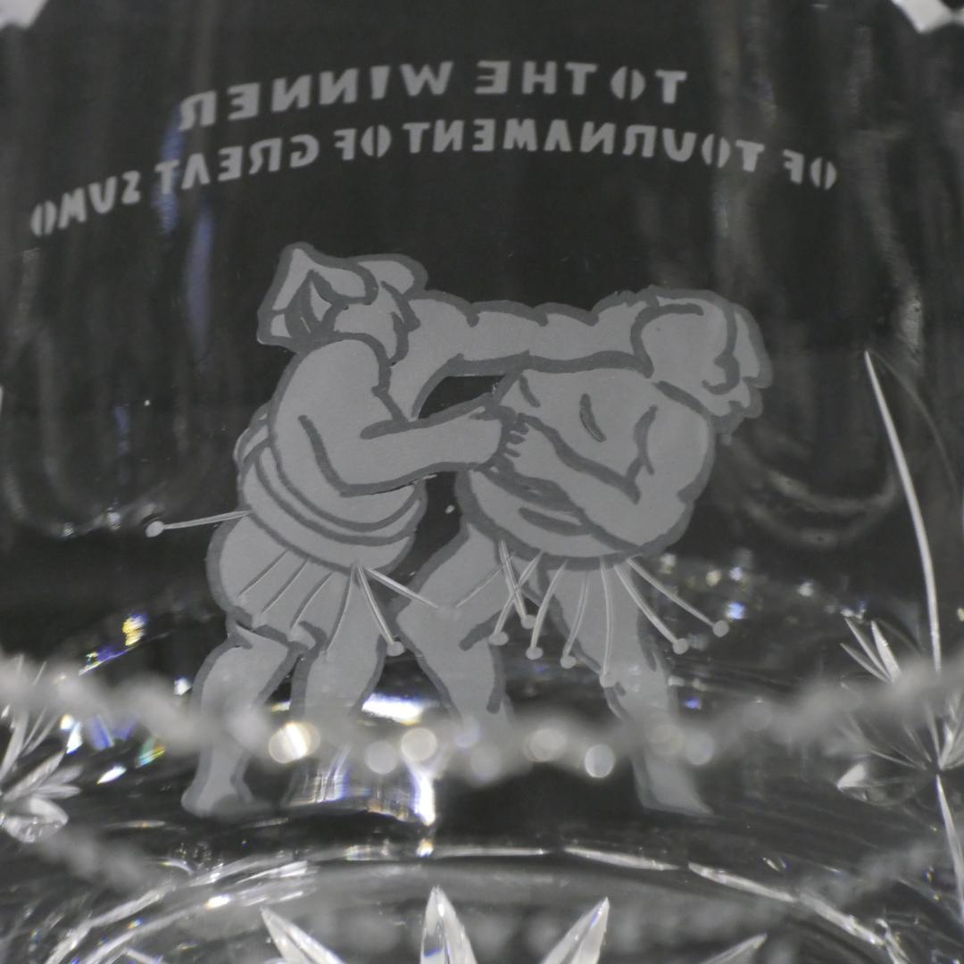 ボヘミアンクリスタルグラス；オブジェ（相撲）