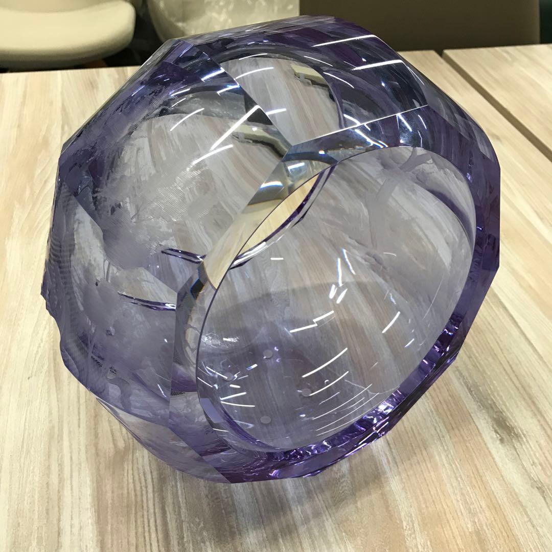 Moser モーゼル クリスタルガラス 置物 紫 パープル