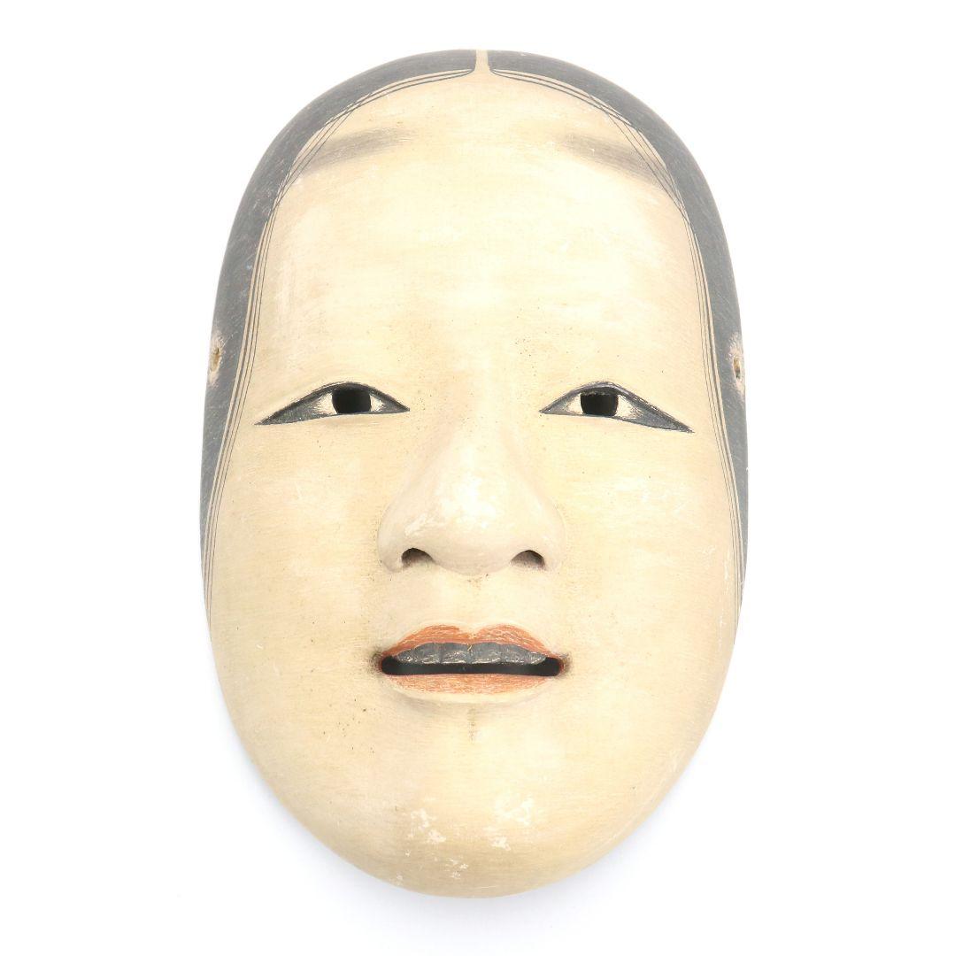 在銘 能面 若女 彩色木彫　AC1019