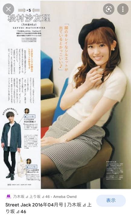 ※希少価値あり　ストリートジャック　2016年4月号　松村沙友理　直筆チェキ