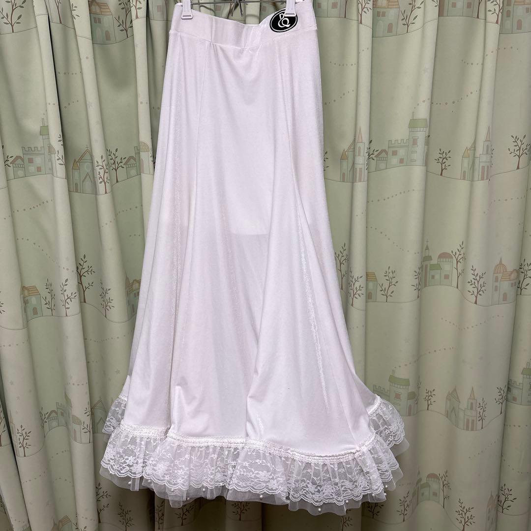 Dance Queenホワイト レース付きロングスカート