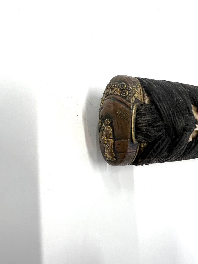 日本刀　江戸期　柄前　刀の柄 縁頭目抜付き 金属装飾　本歌時代品