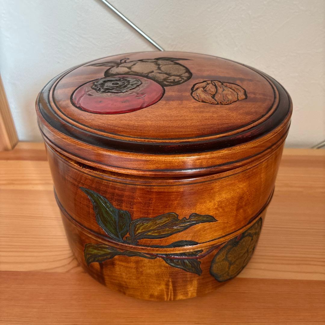 烏城彫　二段丸重　重箱　木の器　伝統工芸