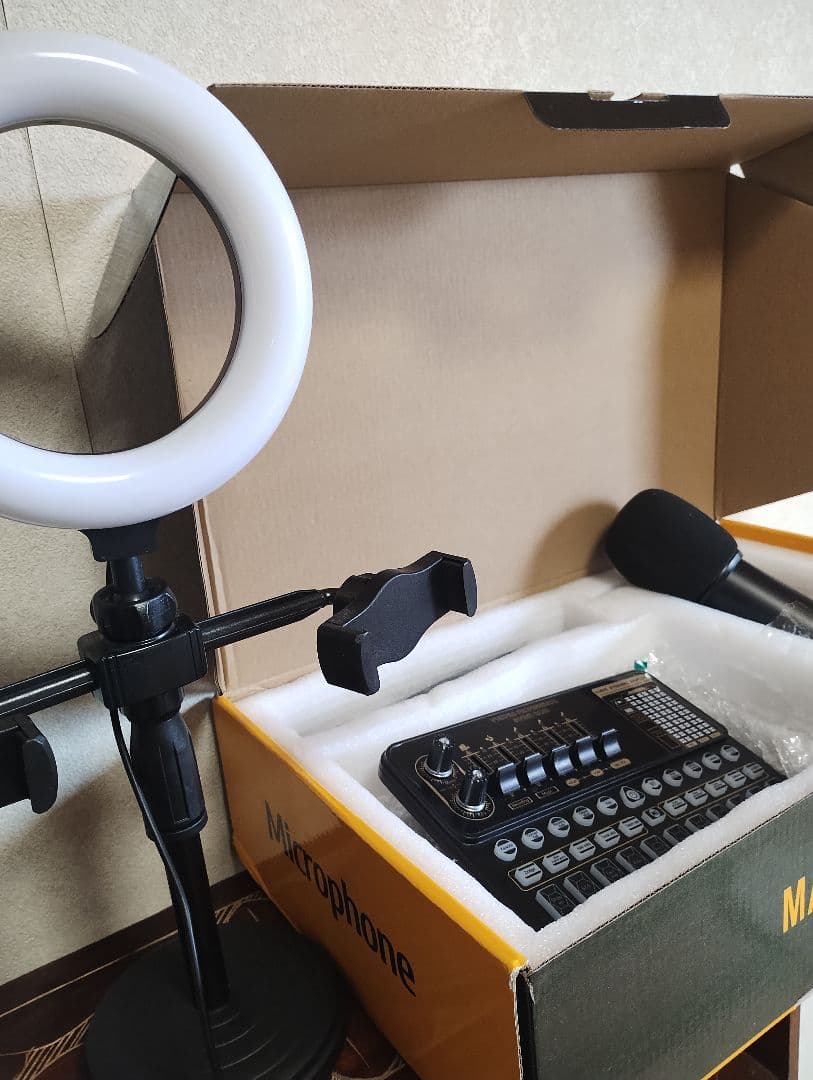 オーディオミキサー・マイク・リングライトセット 配信 ライバー