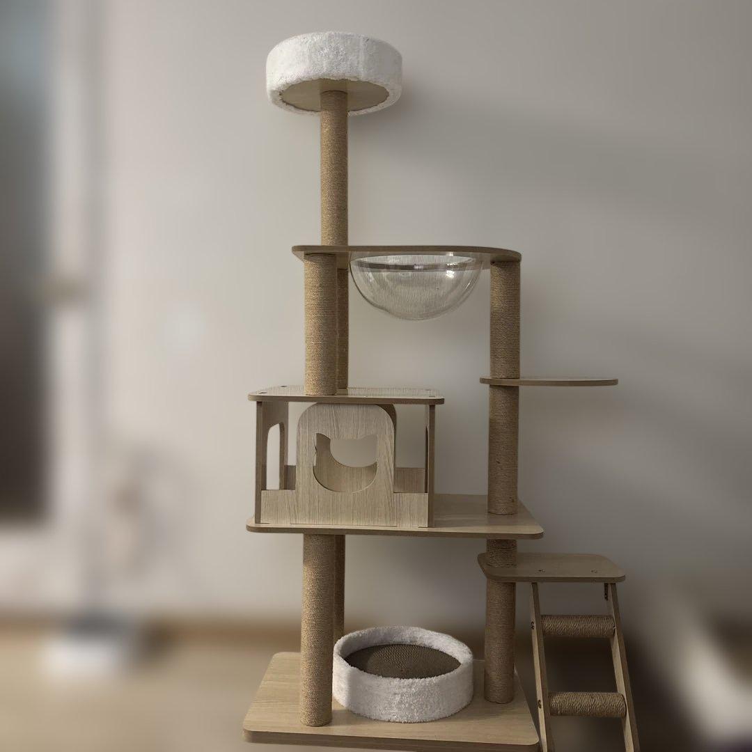 木製3階層キャットタワー