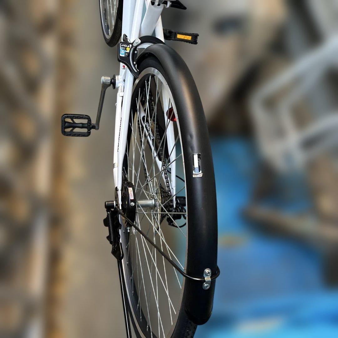 ‼️新品未使用品‼️Denver シティサイクル ホワイト 鍵付きバスケット付き6段