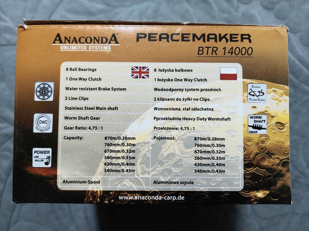 ANACONDA PEACEMAKER BTR 14000スピニングリール鯉釣り