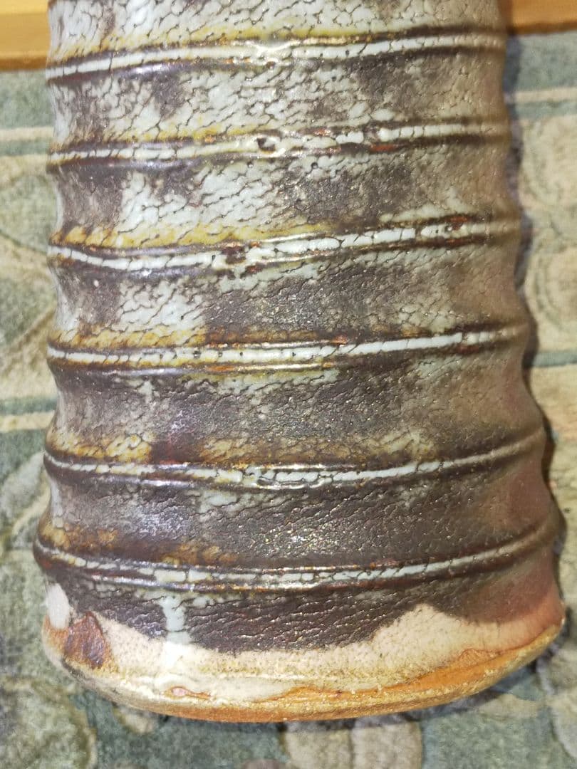 ♥花瓶 　加藤 康景 （正治）鼠志野　箱付き　花器　志野　骨董品