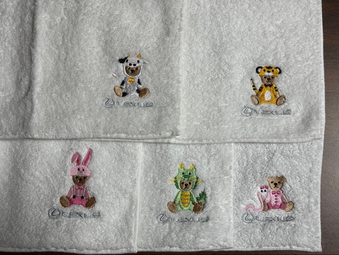 レクサス　干支　タオルハンカチ　丑・寅・卯・辰・巳　５枚セット