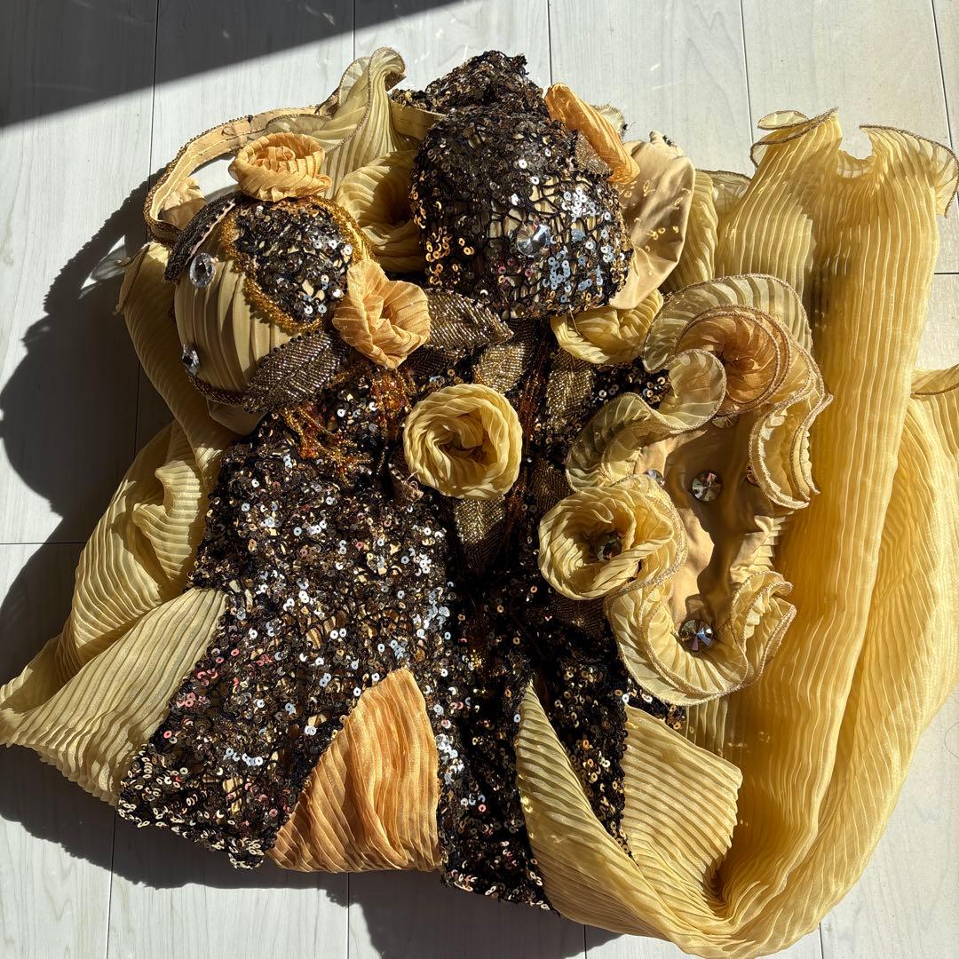 エジプト製　ベリーダンス衣装 フラワーモチーフ付き