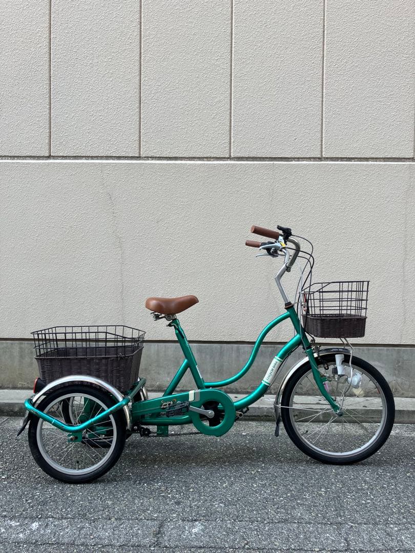 ピカ　自転車　三輪車　緑　買い物にも安心前タイヤ20インチタイヤ16インチ