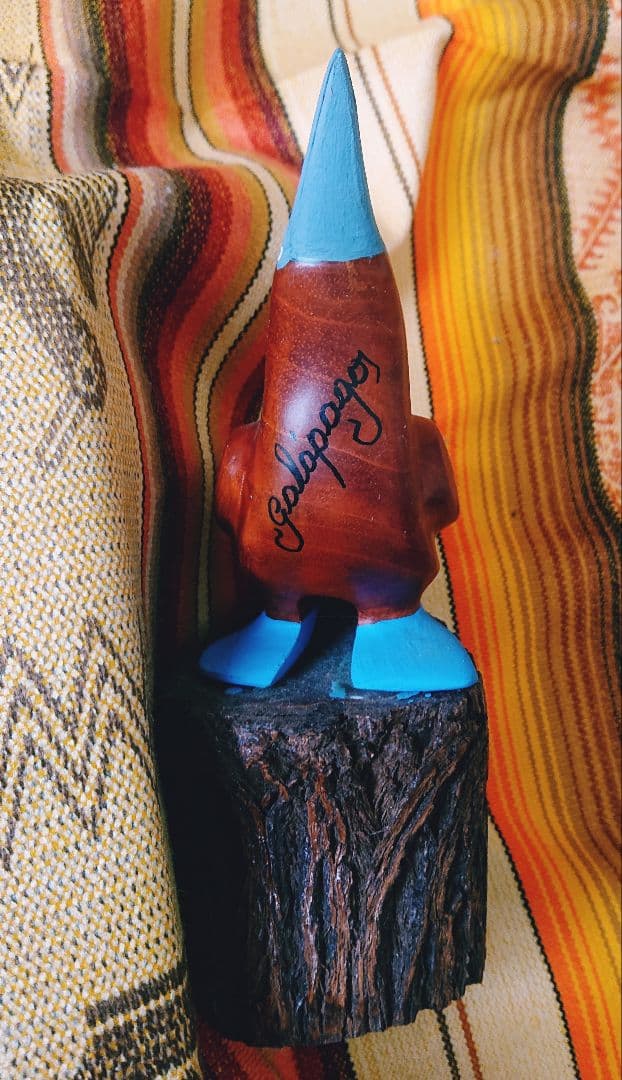 世界のお土産④　ガラパゴス　木彫り　アオアシカツオドリ