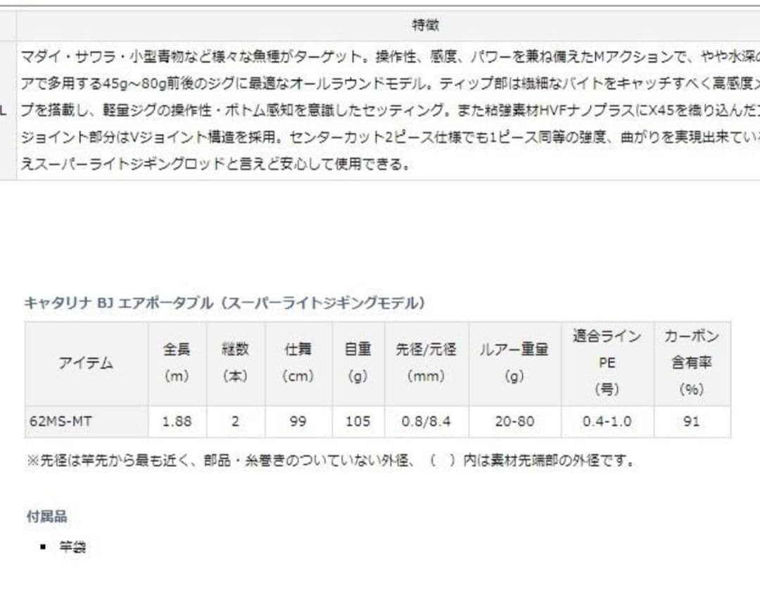 DAIWA　キャタリナ Catalina BJ AP 62MS-L 中古