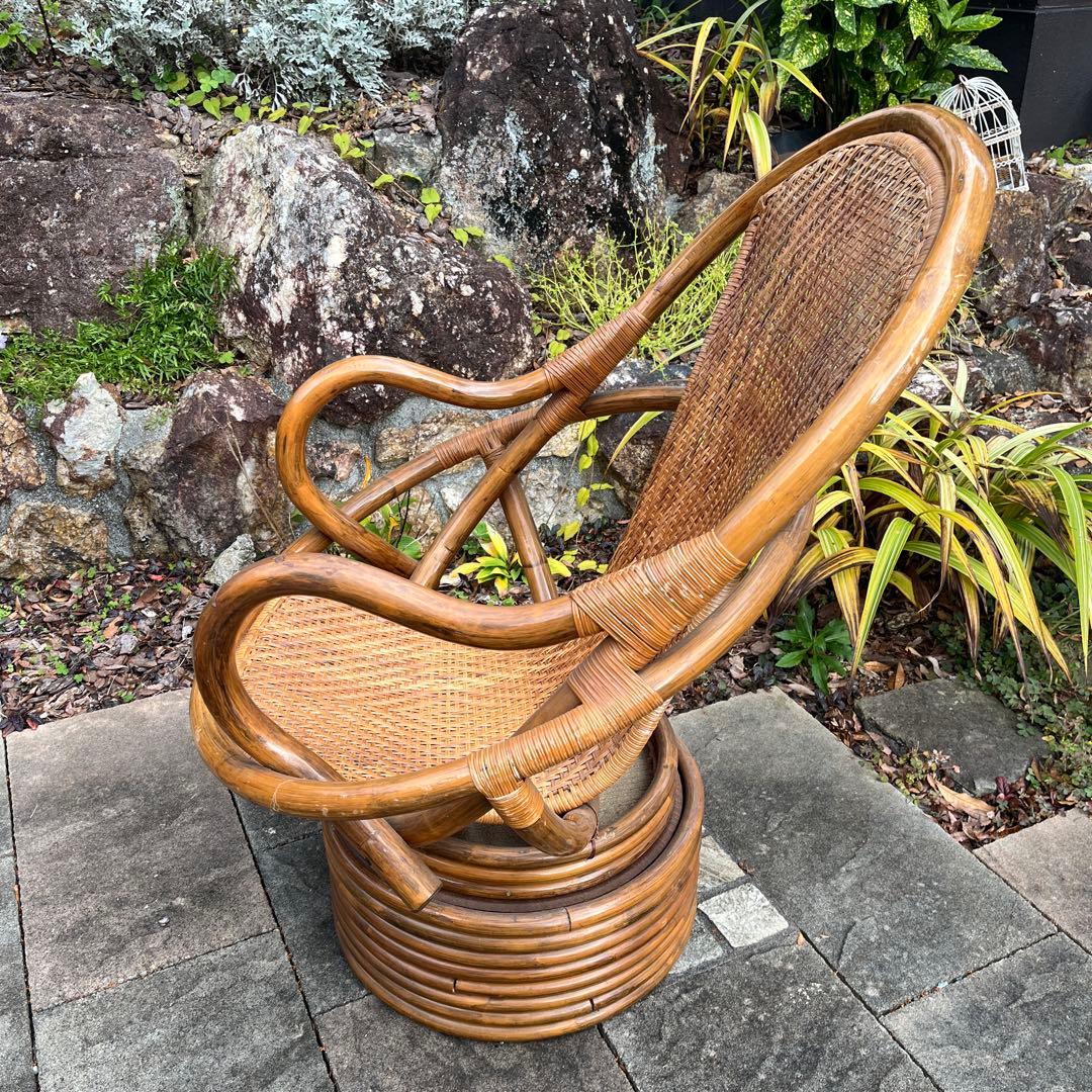 ラタン製 モダン 円形リラックスチェア