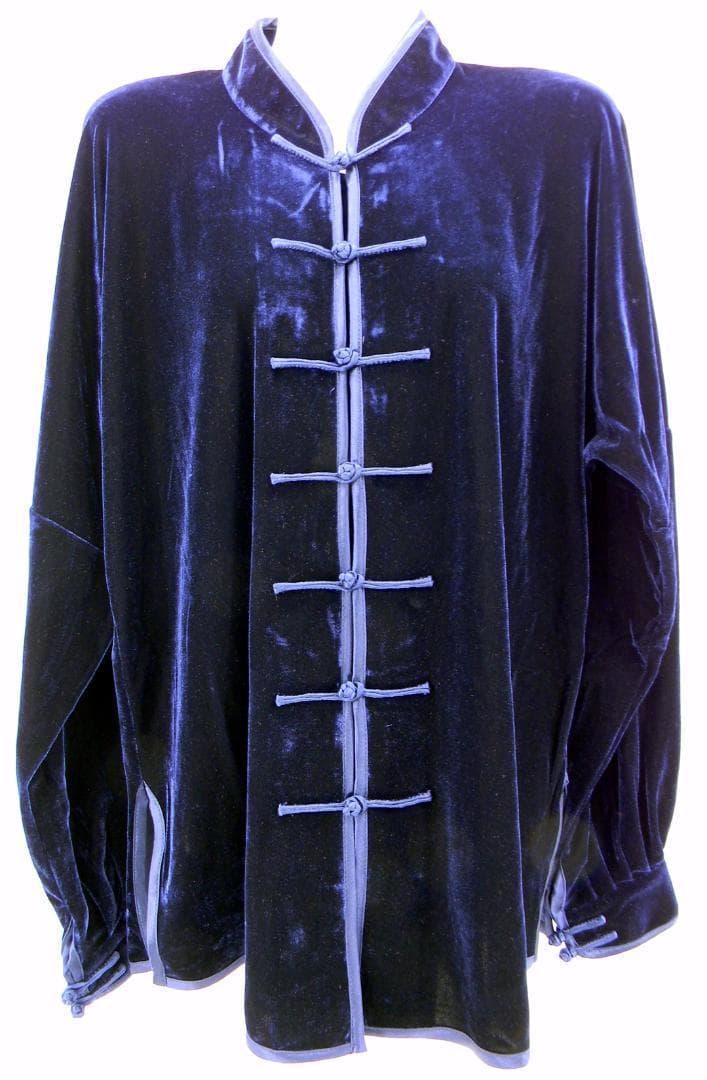 太極拳 ベロア調 太極服 上下 L サイズ 男女両用 藏青色【新品】