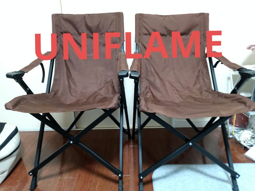 【廃盤品】ユニフレーム　UFチェア100 ブラウン×2脚セット【送料込み】