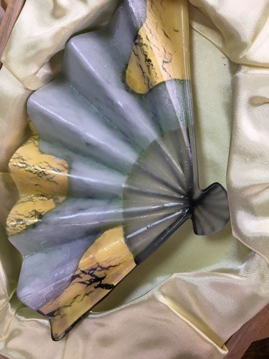 レア　美品　黒木国昭　ガラス扇面飾り