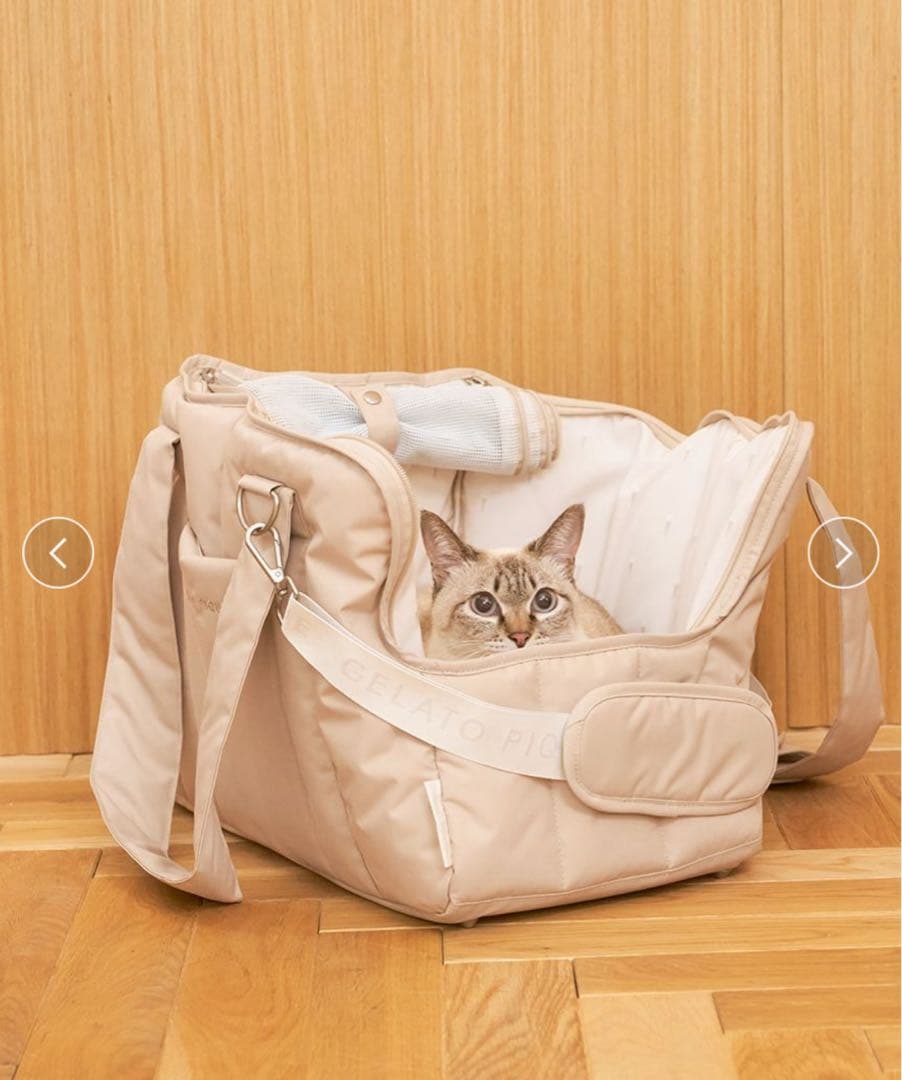 ジェラートピケ 【CAT&DOG】キルティングキャリーバック ベージュ