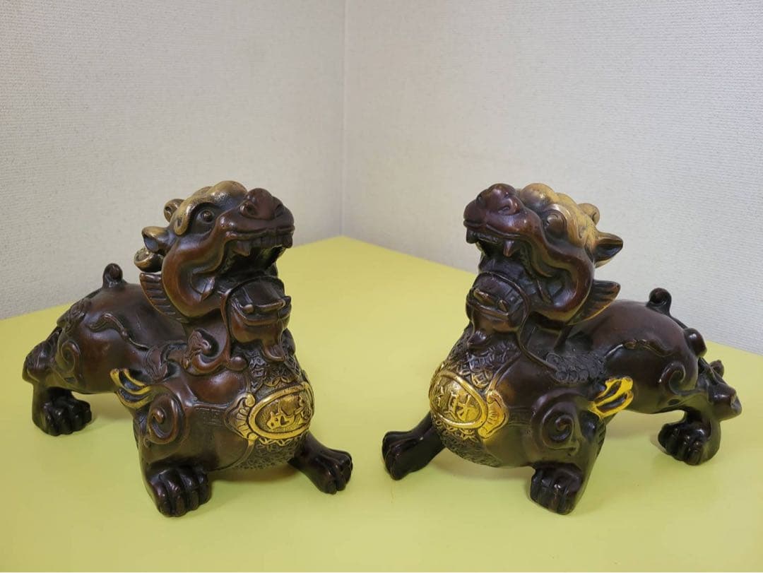 銅製・貔貅ペア】置物／開運・インテリア