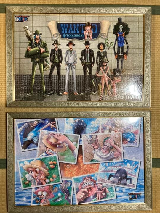 【完成品】アニメ、ワンピースパズル2点セット(専用フレーム付き)