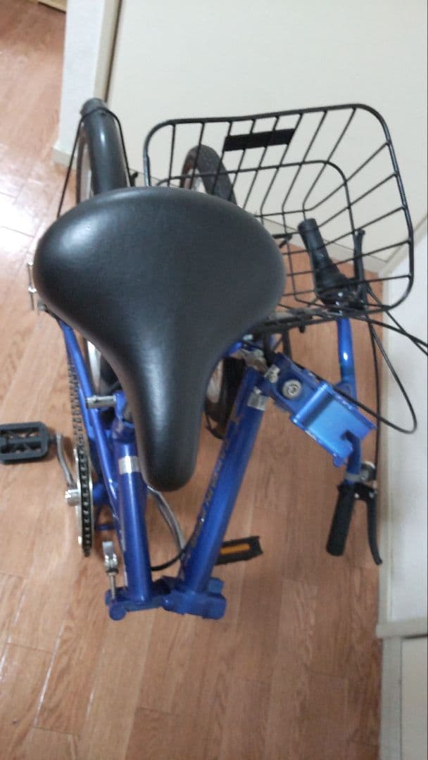 CAPTAIN STAG 折り畳み自転車 青色 前バスケット付 引取限定 愛知県