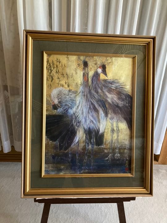 高橋常雄　冠鶴　15号　日本画