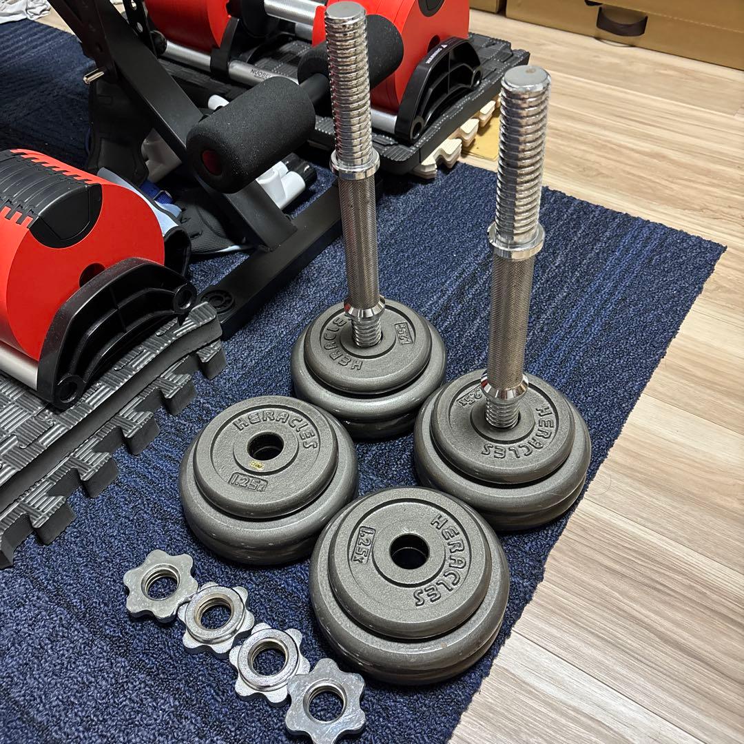 可変式ダンベル15キロ2個セット最大20キロ握りやすいローレット加工引き取りのみ