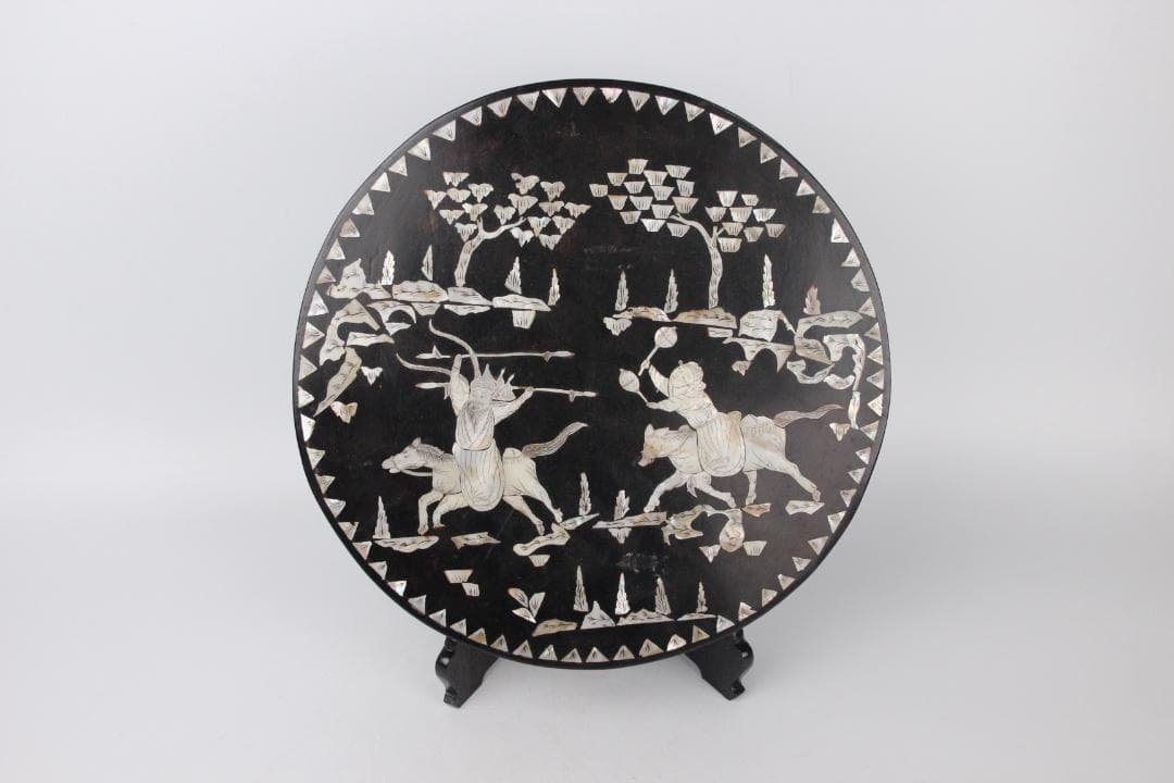 李朝　古朝鮮 朝鮮美術 李朝 螺鈿細工 嵌木造 蓋物　　蓋物 EY11-11