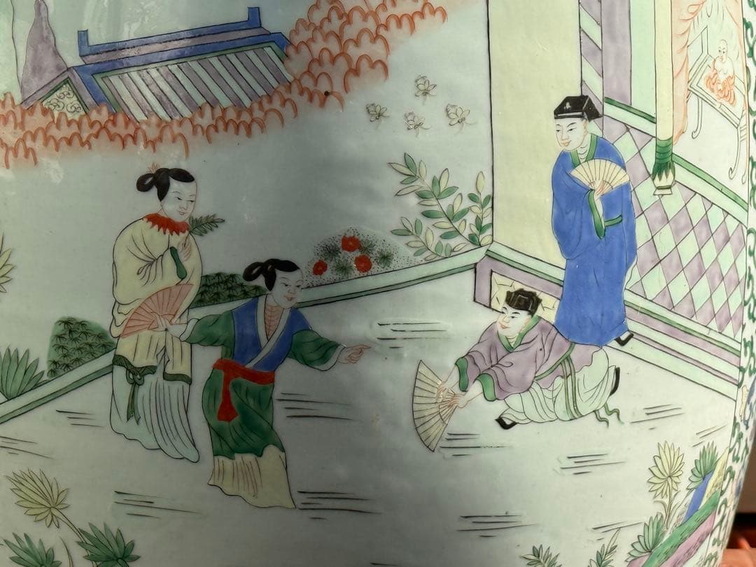 中国　粉彩人物圖　墩① 送料込み260108