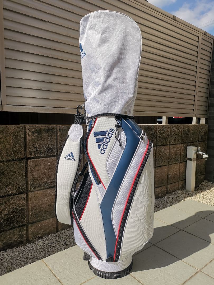 美品 adidas キャディバッグ ホワイト/ネイビー AWR92