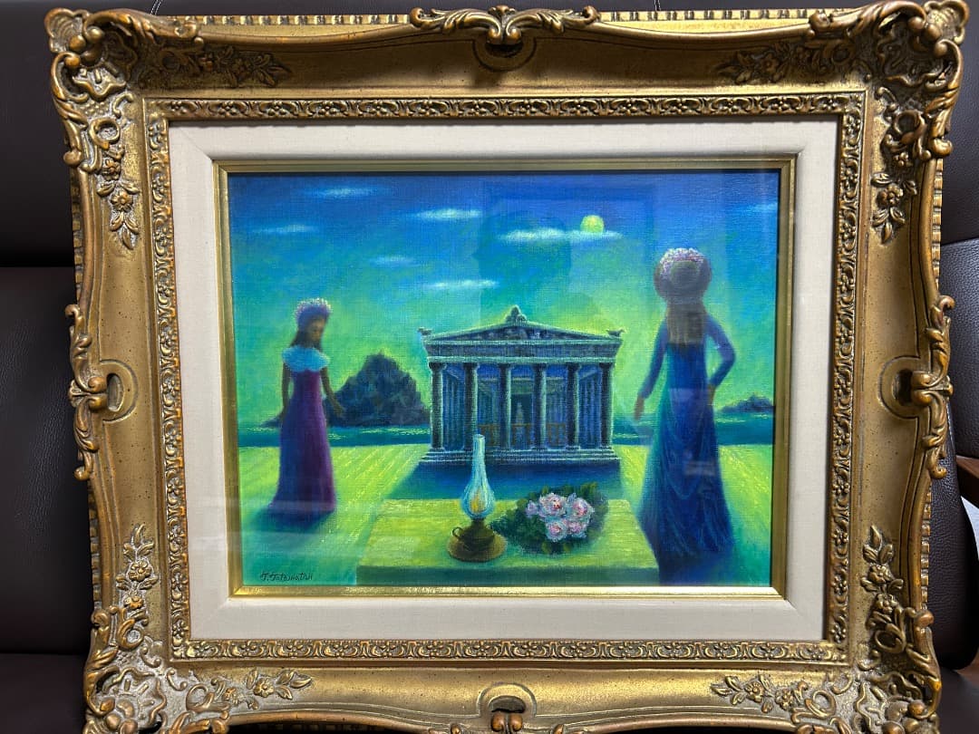 立松富雄作『月あかり (神殿と女)』(油彩)