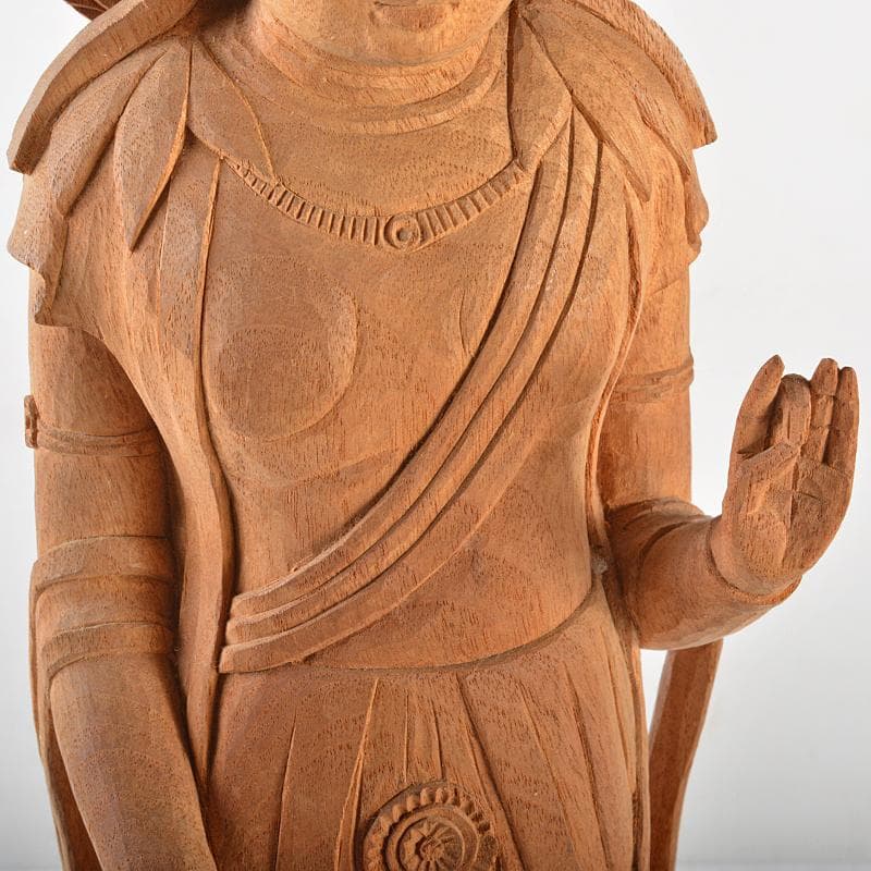 仏教美術　米林菊彫人作　木彫　聖観世音菩薩像　仏像　共箱　V　R6142B