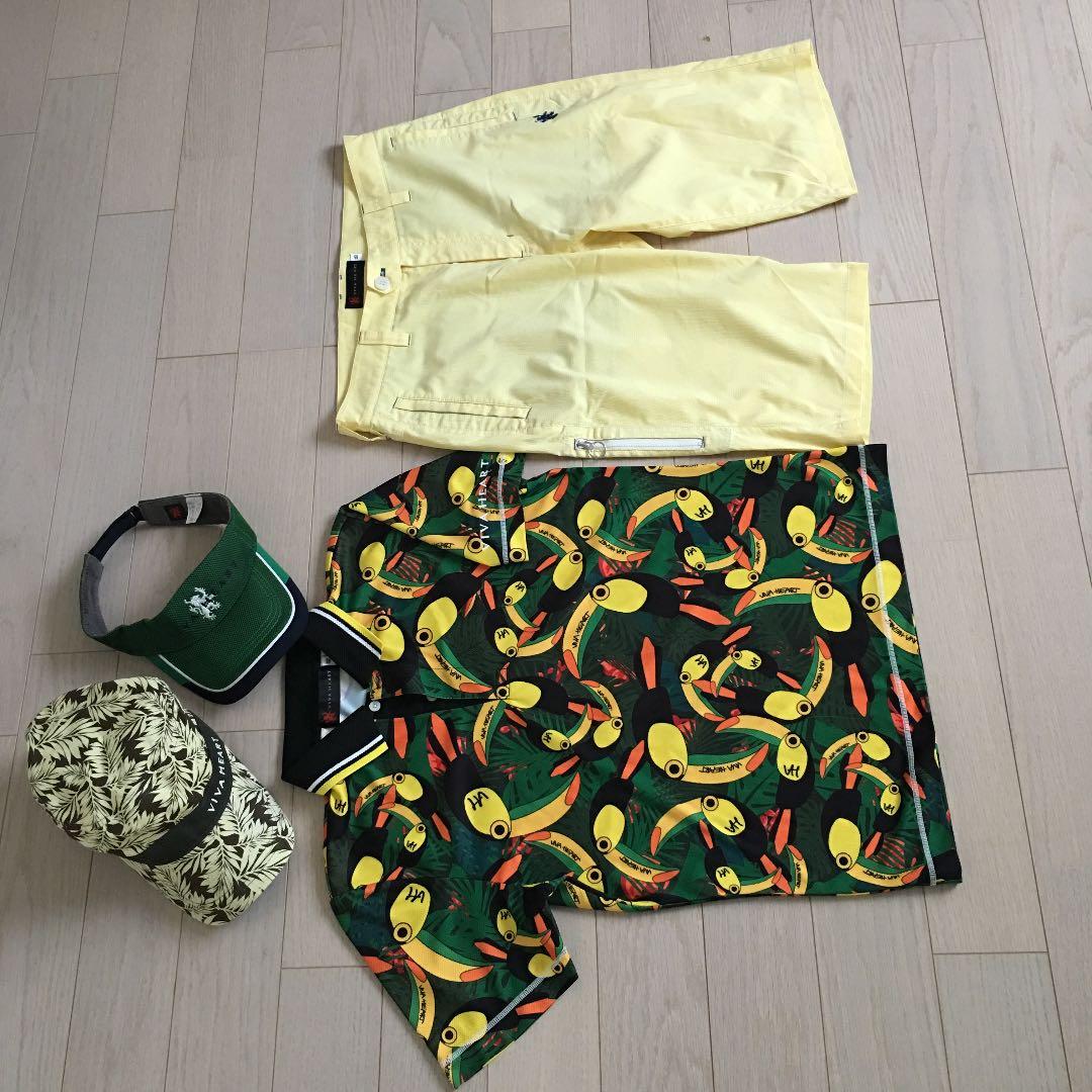 VIVA HEART ウェア、パンツ、サンバイザー、キャップ4点セット