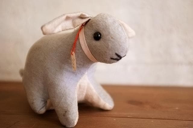 フランス 青いうさぎさんと薔薇色のリボンa ドール テディベア アンティーク