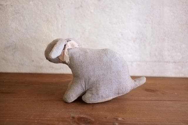 フランス 青いうさぎさんと薔薇色のリボンa ドール テディベア アンティーク