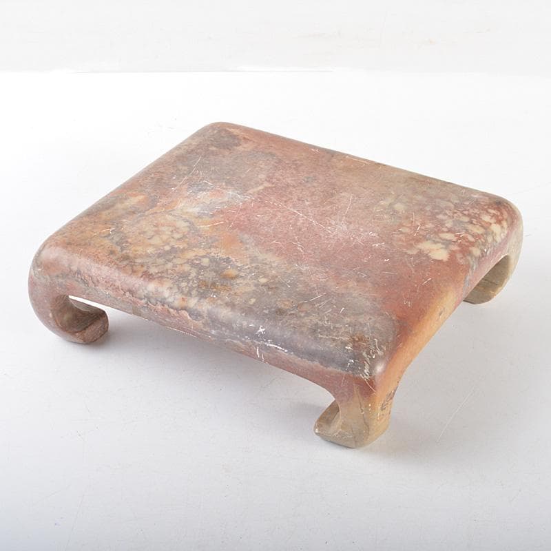 中国　玉石寿山石彫刻　四方香炉台　飾台　V　R5110