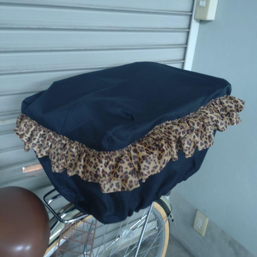 ✨maimi❁¨̮♥レオパードフリルＸブラック　後ろカゴカバー