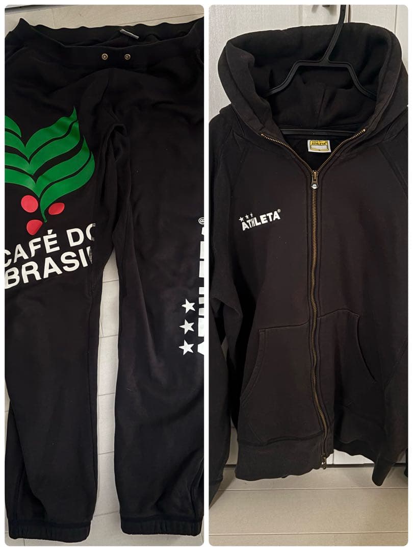 上下セット☆セットアップ☆ATHLETA フルジップパーカー Oサイズ 黒