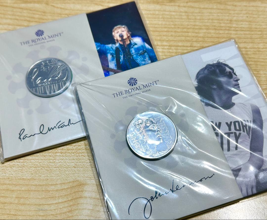 ★ジョンレノンポールマッカートニー英国記念限定5ポンドレアSETビートルズ