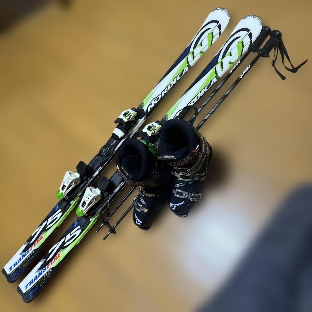 Nordica スキーセット 160cm スキー板 ストック 靴 27.5cm
