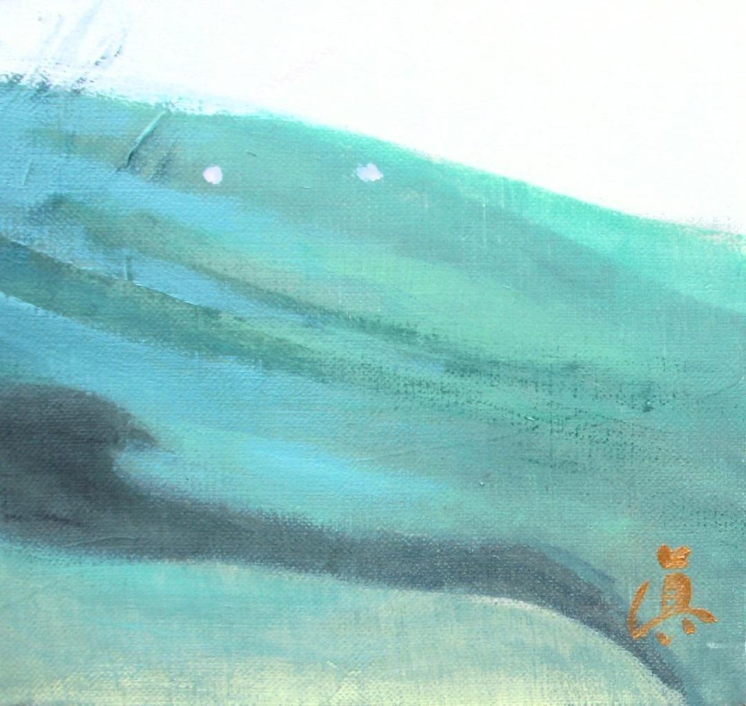 川島眞佐「石部桜」M50号油彩,会津の有名桜,見事な枝ぶり描写,晴れやかな大傑作