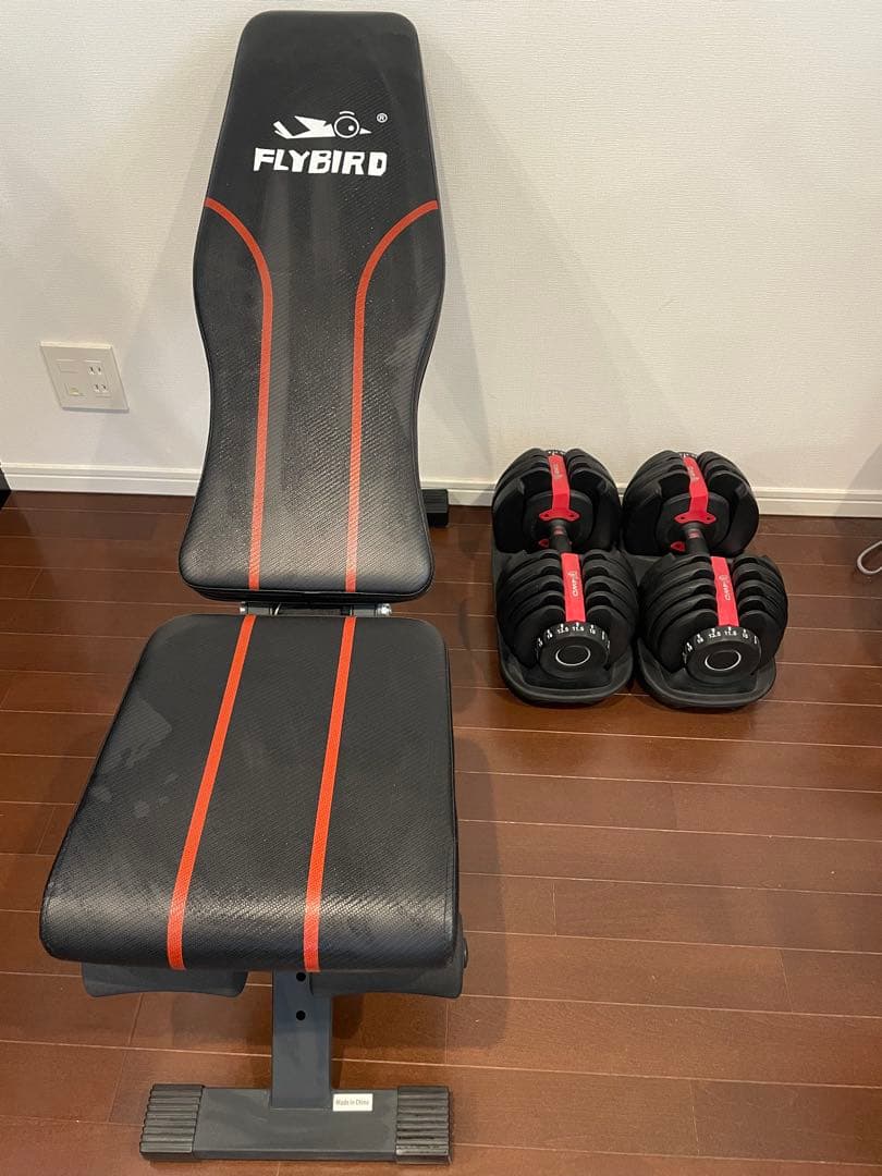 【引き取り限定】FLYBIRD トレーニングベンチとダンベルセット