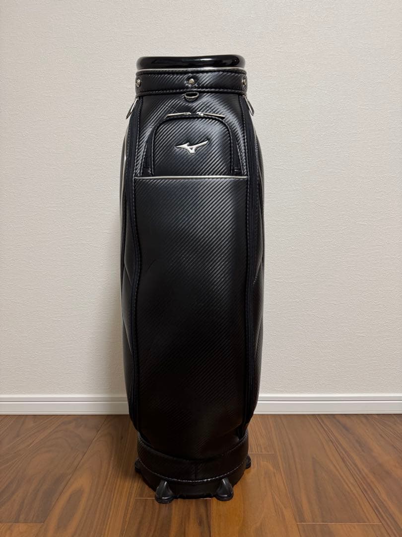 Mizuno ミズノ ゴルフバッグ カーボン調 黒×シルバー
