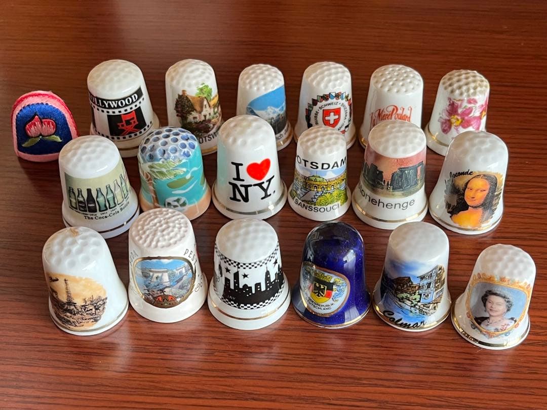 シンブル 指ぬき 19個 セット まとめ売り 陶器製 布製 海外 アンティーク