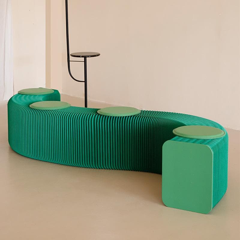 折り畳み伸縮ベンチグリーン高さ40㎝長さ2.5ｍ持ち運び可能ダイニング待合室用