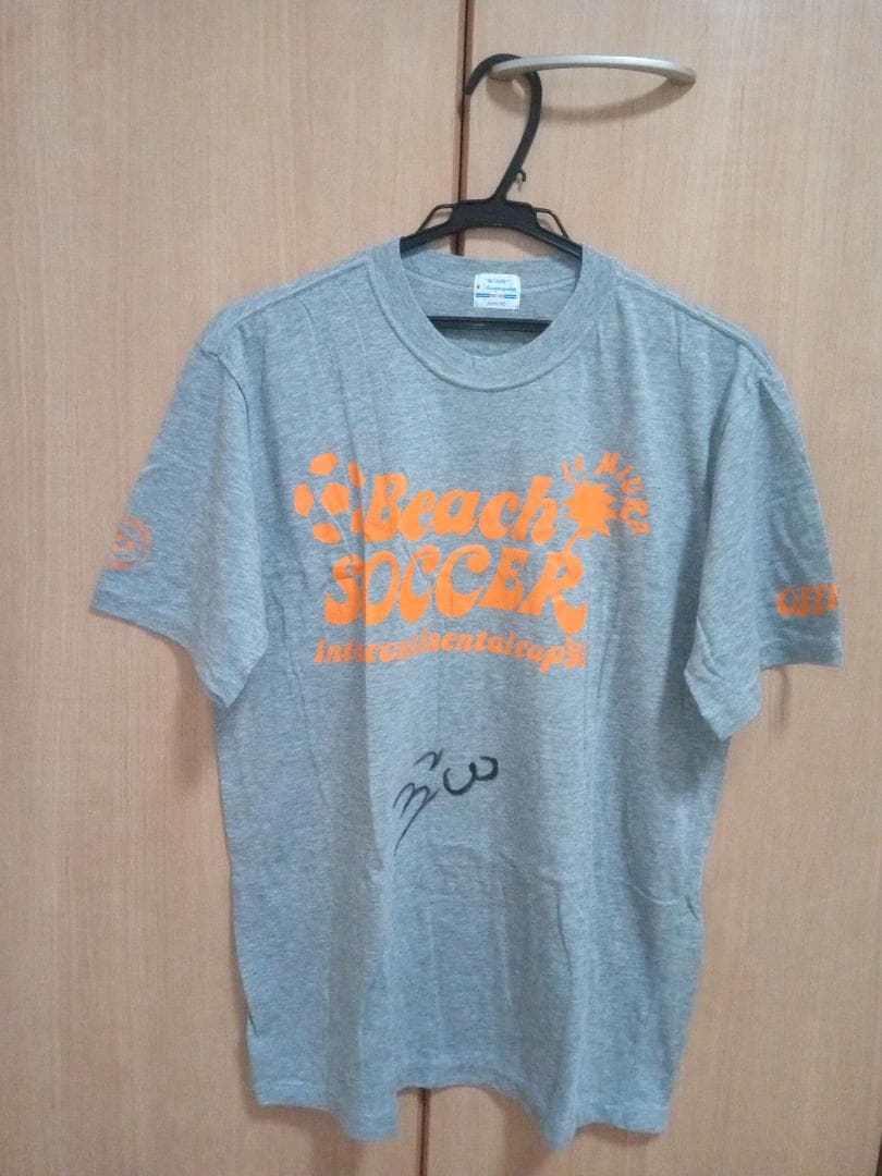 「ジーコ　直筆　サイン　Ｔシャツ　1995年 ビーチ・サッカー三浦海岸」