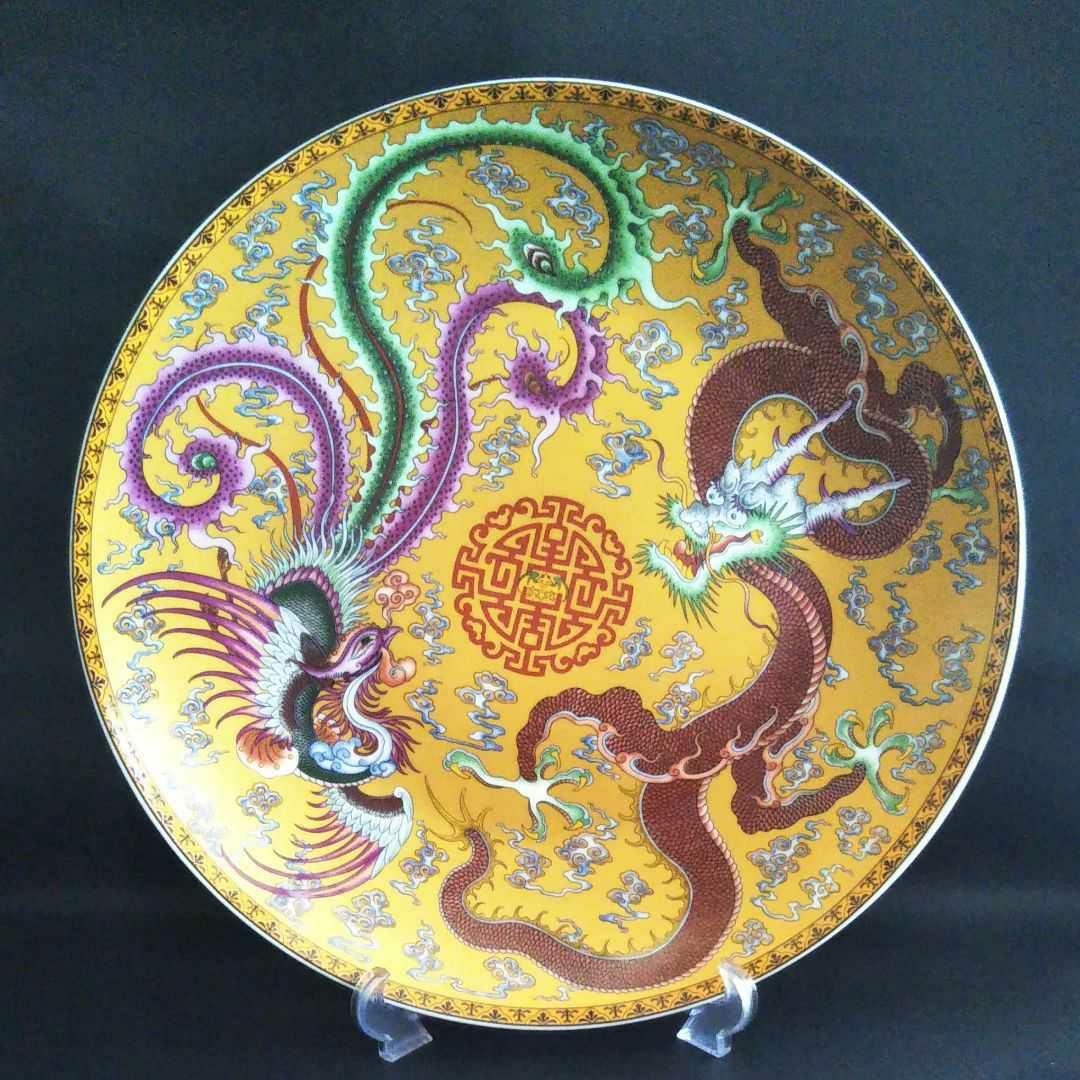 ※中国古美術/粉彩龍鳳凰紋大瓶/(底款:大清乾隆年製)