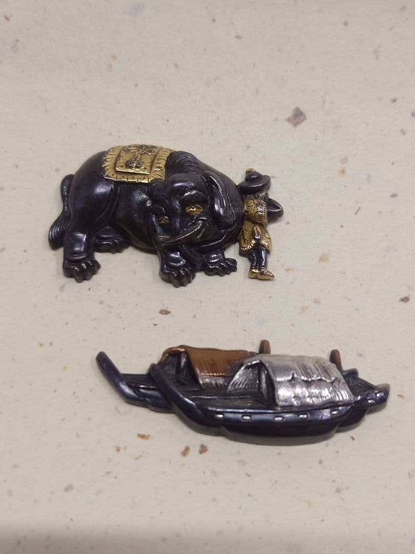 目貫、象と南蛮船図